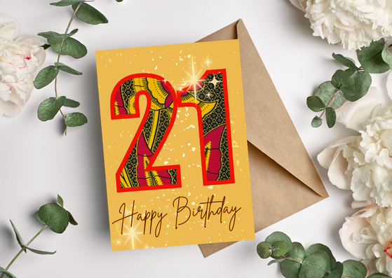 21st Birthday Card – African Print greeting card