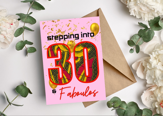 30 Birthday Card for Her – African Print Greeting Card