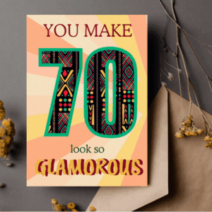 70 Birthday Card – African Print Greeting Card