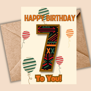 7th Birthday Card – African Print Celebration