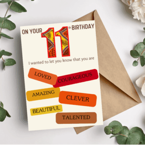 11th Birthday Card – African Print Celebration