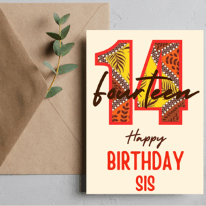 14th Birthday Card – African Print Celebration