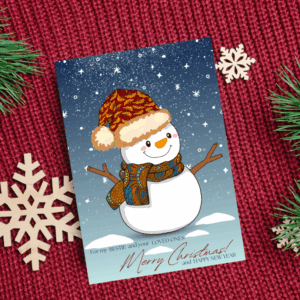 Merry Christmas Card - Snowman Afro-Inspired Illustration