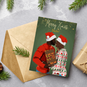 Merry Christmas Card for Couples - African Print Gift Wrap